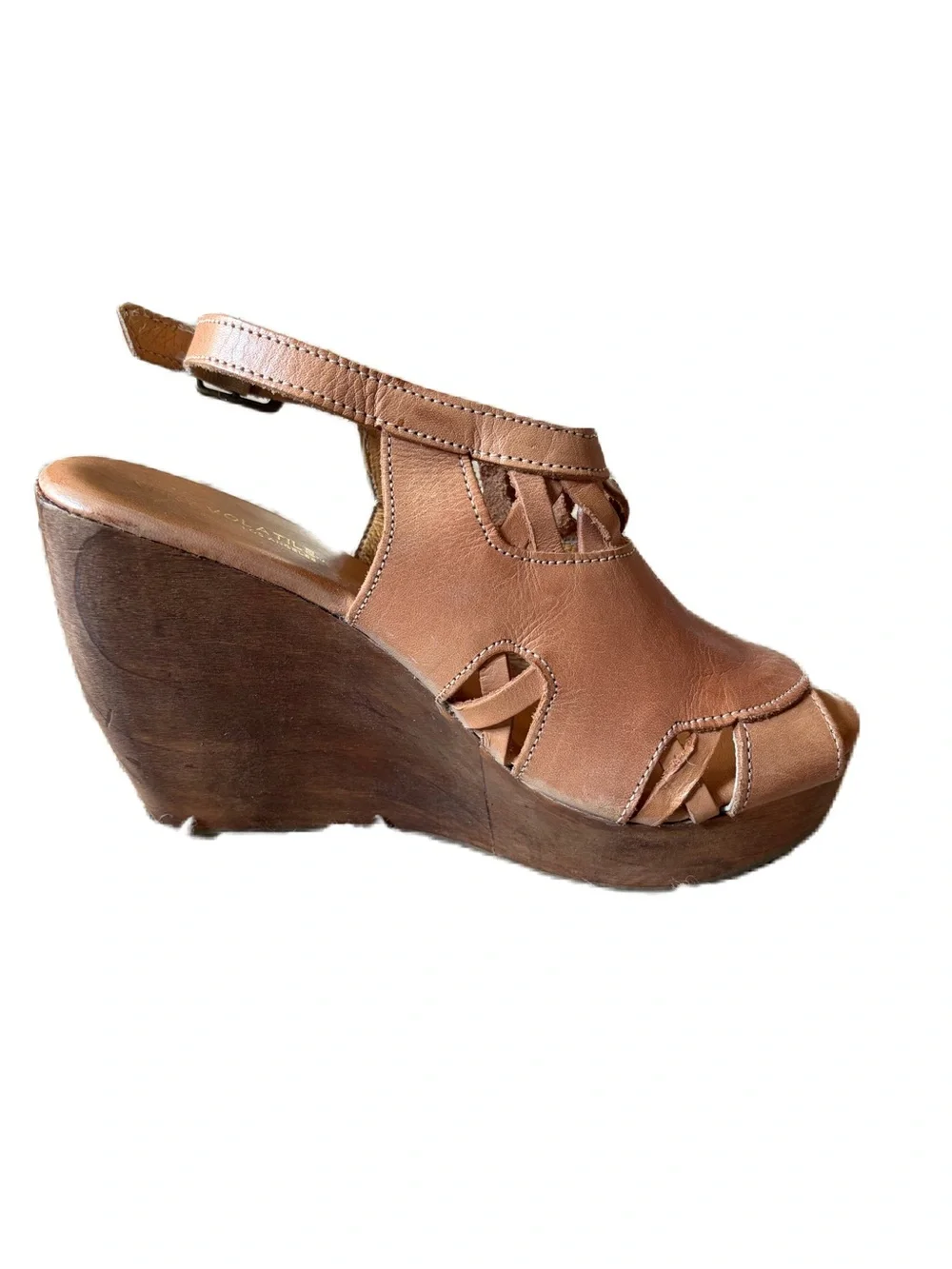 Very Volatile Leather Wedge Sandals Size 9 Tan Boho Platform Made Mexico